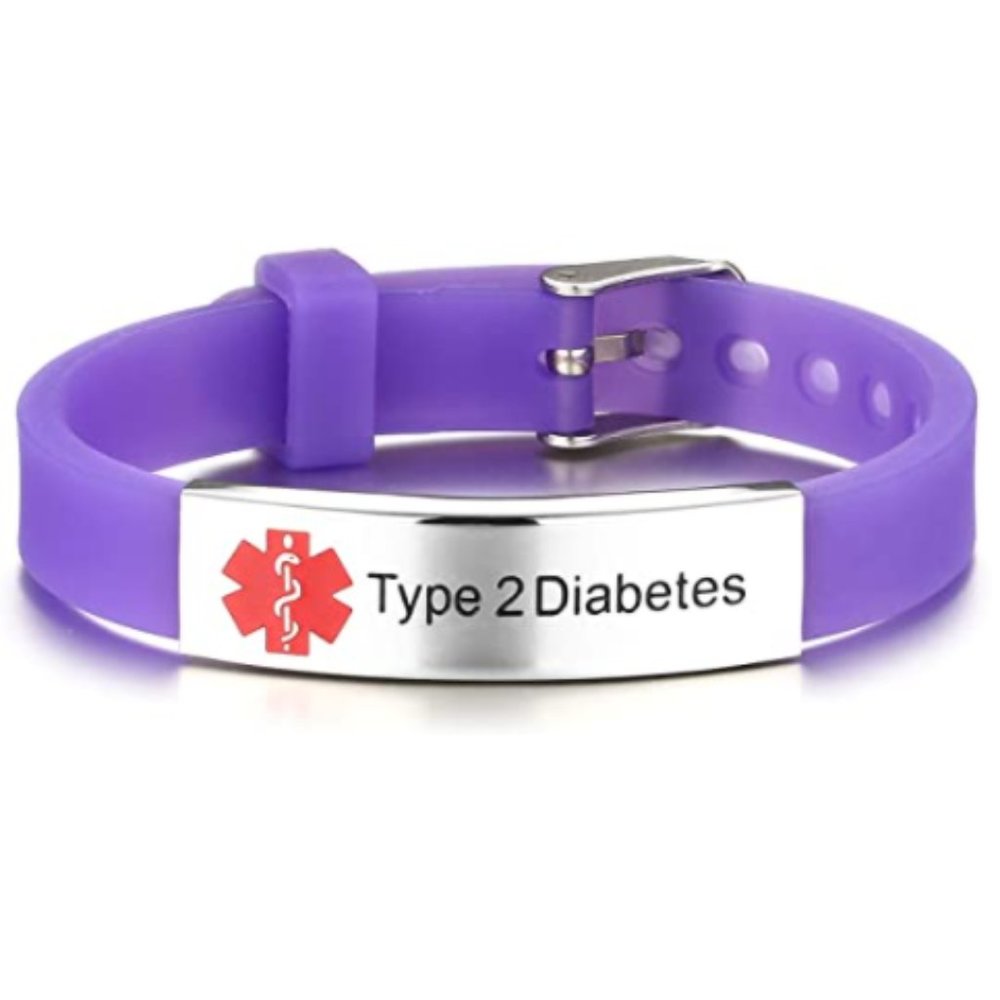 Type 2 Diabetes Medical Silicone Band Stainless